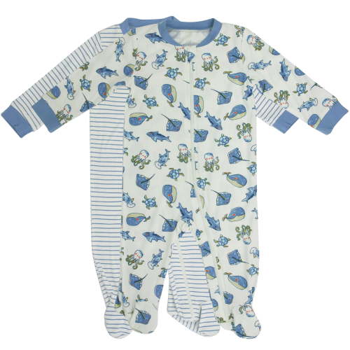 Milkberry Bamboo Pajamas Coverall for Baby Boys Footed Sleep Bodysuit for Infants Size 6-9 Months Under the Sea
