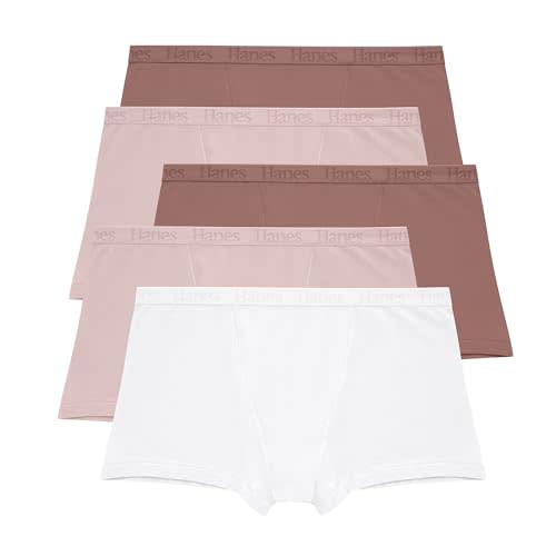 Hanes Women's Originals Supersoft Boxer Briefs Pack, Panties, Viscose from Bamboo Underwear, 5-Pack