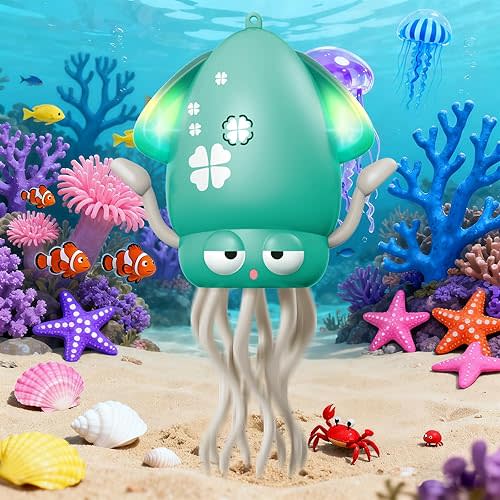 WAYPIN SION Crawling Dancing Octopus Toy for Kids – Rechargeable Interactive Sensory Toy with LED Lights & Music,Fun Tummy Time Gift for Birthdays & Holidays (Green)