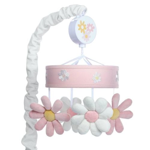 Lambs & Ivy Daisy Dreams Musical Baby Crib Mobile Soother Toy - Pink/White