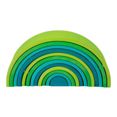 **Pre-order (Ships in 2-3 Weeks)**12-Piece Stained Large Basswood Rainbow Stacking Blocks – Meadow Green