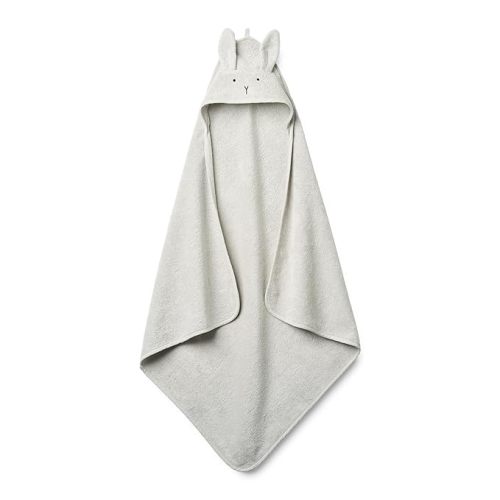 Hooded Baby Towels - 100% Organic Cotton Baby Bath Towels for Baby Boy, 32" x 32" Super-Soft and Absorbent Baby Towels for Newborn (Rabbit - Pearl Grey)