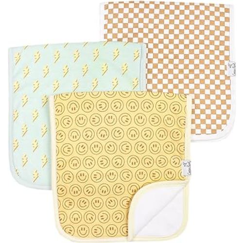 Copper Pearl Premium Baby Burp Cloths - 3-Pack Large Cotton Burp Cloths, Extra Soft Spit Up Rags with 3 Absorbent Layers, Perfect for Baby Boy and Baby Girl Gifts (21" x 10" Size, Vance Set)