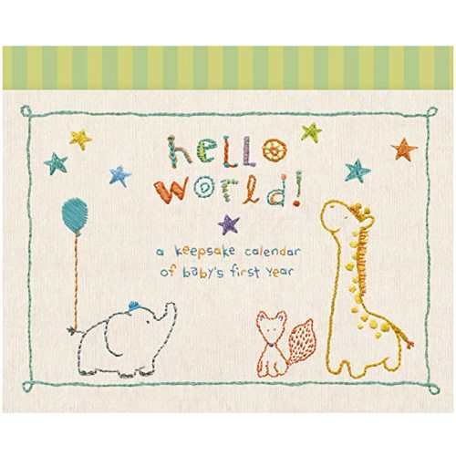 C.R. Gibson Animals 'Hello World' Baby Calendar Baby First Year Tracker, 11'' W x 18'' H
