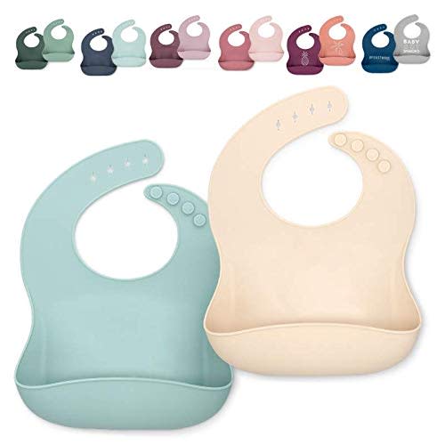 Ava + Oliver Silicone Bib Set - Adjustable Catch All Waterproof Bibs - Set of 2
