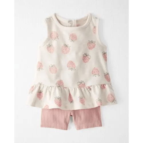 Baby Girl 2-Piece Top & Short Set Made with Organic Cotton in Strawberry Print - Little Planet | Carter's