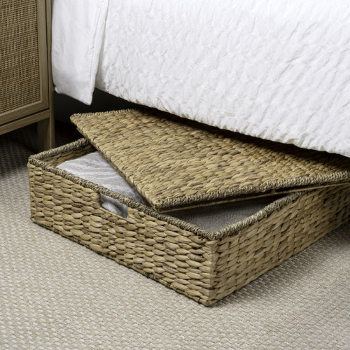 happimess Holden 30'' Classic Costal Hand-Woven Hyacinth Wicker Under Bed Storage Basket with Lid | Wayfair
