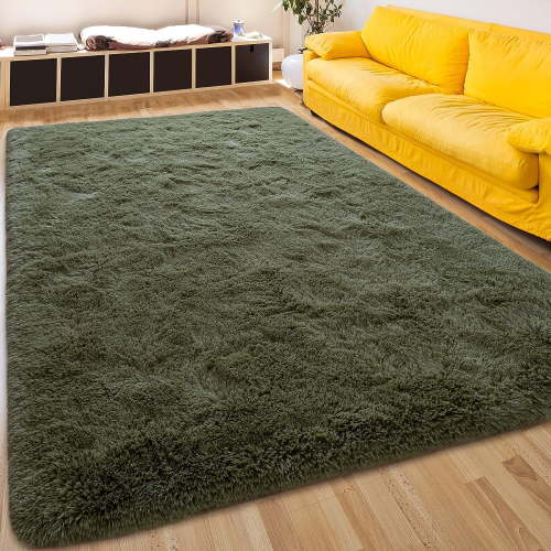 Lochas Soft Fluffy Rugs Shag Area Rug Carpet for Bedroom Living Room Indoor Nursery Home Decor,5.3'x7.5',Olive Green