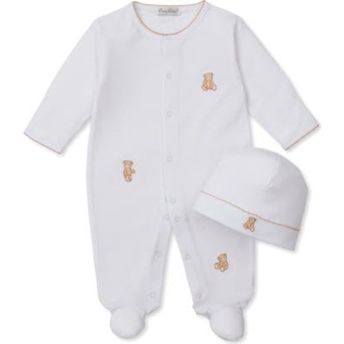 Bear Embroidered Footie & Hat Set, 3-6M