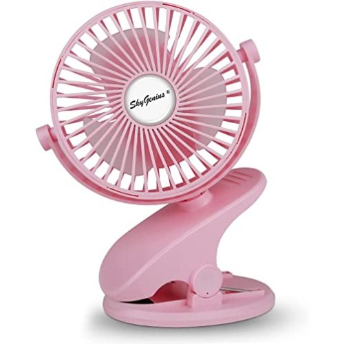 SkyGenius Battery Operated Clip On Baby Stroller Fan (Pink)