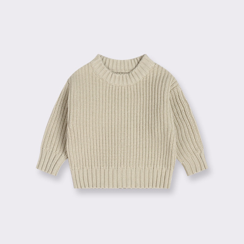 Baby Toddler Solid Color Crew Neck Viintage Sweater
