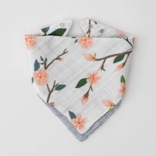 Reversible Bandana Bib, Peachy Blossom