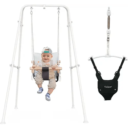 RAGOZONERY 2 in 1 Baby Jumper with Toddler Swing, Baby Jumpers and Bouncers,Indoor Outdoor Toddler Swing Set