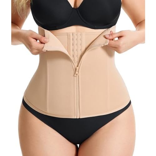 Gotoly Waist Trainer for Women Zipper Corset Shapewear Tummy Control Faja Body Shaper Waist Cincher Workout Girdle