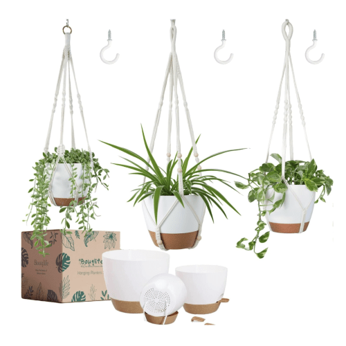 3 Pack Self Watering Hanging Planters for Indoor Plants Large 10/8/7 Inch