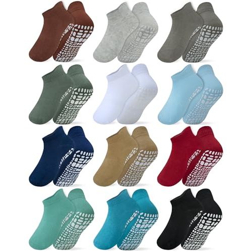 RATIVE Anti Slip Ankle Socks with Grips for Baby Toddler Kids Boys Girls