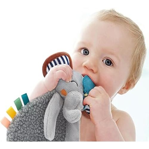 Pro Goleem Grey Elephant Loveys for Babies Girl and Boy, Baby Lovey with Teether, Baby Toys 0 3 6 9 12 Months, Safety Teething Toys for Babies Infant Newborn and Toddler Gifts