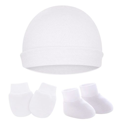 White Hat Mittens and Socks Set