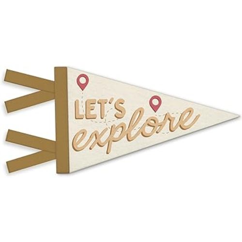 Adventure Nursery Decor, Let's Explore Wall Felt Pennants Banners Flags, Boho Kids Room Wall Hanging Decor for Toddler Boys Girls Nursery Bedroom Playroom Classroom