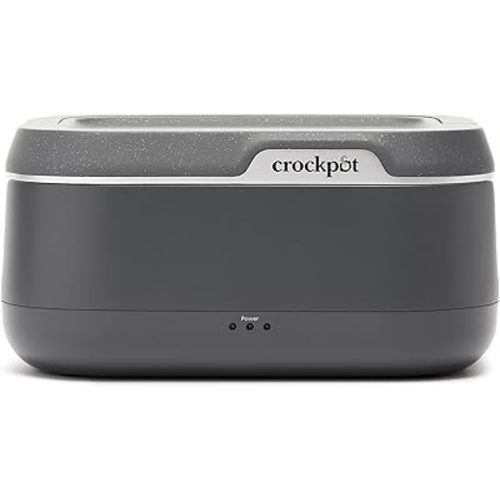 Crock-Pot 28-Ounce Mini Electric Heated Lunch Box, Portable Food Warmer, Perfect for Travel, Car, On-the-Go, Keeps Food Warm, Spill-Free, Dishwasher-Safe, Ideal Gift for Men and Women, Gray