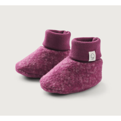 Baby merino wool fleece booties in Elderberry - $27.99 - Dilling