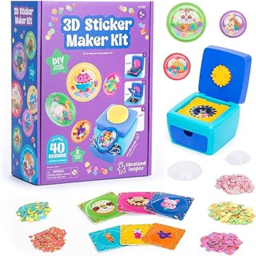 Educational Insights 3D Sticker Maker Kit - Craft Kit for Kids, Mess Free Activity, Make Your Own Sticker Machine, DIY Puffy Stickers for Kids, Creative Gifts, Boys & Girls Ages 5+
