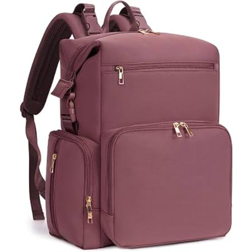 CEI-CEI Neoprene Diaper Bag Backpack with Changing Pad, Large Newborn Baby Maternity Bags Travel Tote with Insulated Pockets (Pink)