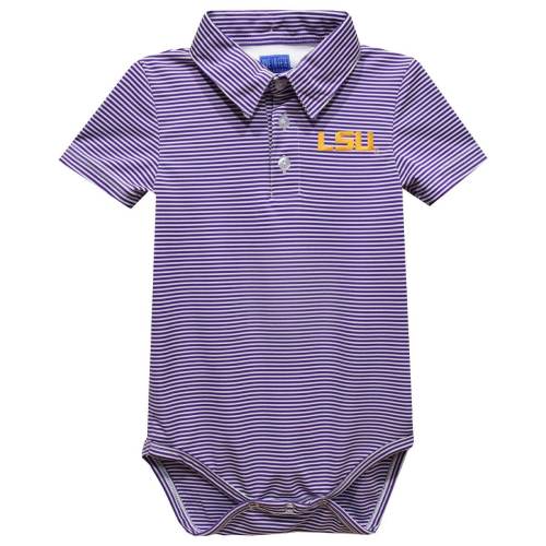Louisiana State University Tigers Embroidered Purple Stripe Knit Polo Bodysuit