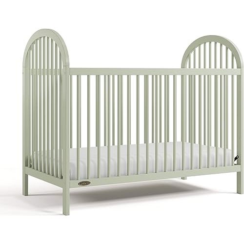 Graco Olivia Convertible Crib (Sage) – GREENGUARD Gold Certified, 100% Solid Wood, Fits Standard Crib Mattress, Baby Crib Converts to Toddler Bed and Daybed, 4 Adjustable Mattress Heights