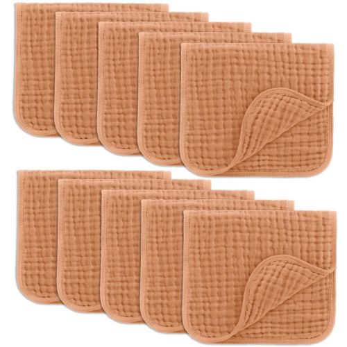Muslin Burp Cloths Large 100% Cotton By Comfy Cubs (caramel, Pack Of 10)