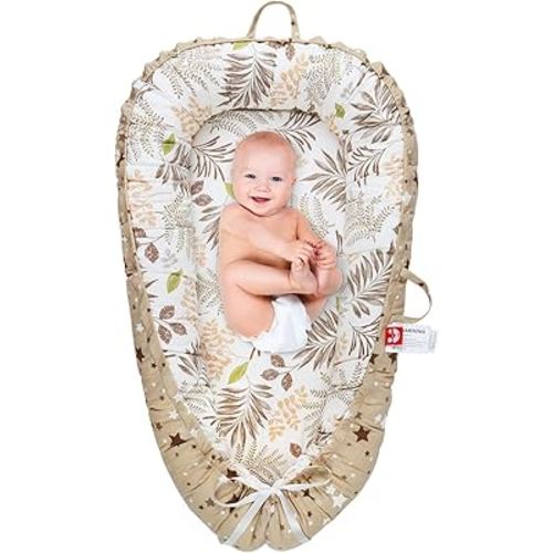 Baby Lounger for Newborn - Portable Infant Seat with Breathable Cover, Adjustable Cotton Bed for Floor Play & Travel | Newborn Essentials Gift 0-24M