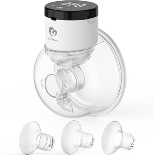 Bellababy Wearable Breast Pump Hands-Free, Wireless Pump Upgraded with Comfortable Flange 17mm, 19mm, 21mm Inserts, 4 Modes & 9 Levels Electric Pump Portable, Smart Display, 24mm, 1 Pack