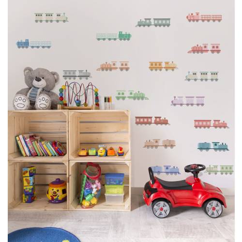 Kids Train Wall Decal | Nursery Railway Transport Wall Sticker | Choo Choo Train Peel and Stick