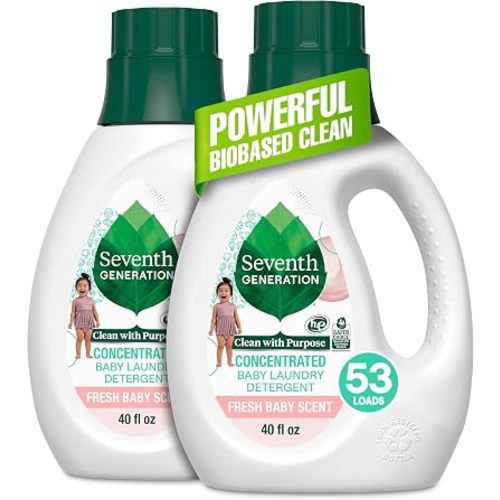 Seventh Generation Concentrated Baby Laundry Detergent, Fresh Scent, 40 Fl Oz, Pack of 2