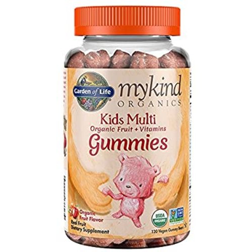 Garden of Life - mykind Organics Kids Gummy Vitamins - Fruit - Certified Organic, Non-GMO & Vegan Complete Children's Multi - B12, C & D3 - Gluten, Soy & Dairy Free - 120 Real Fruit Chew Gummies