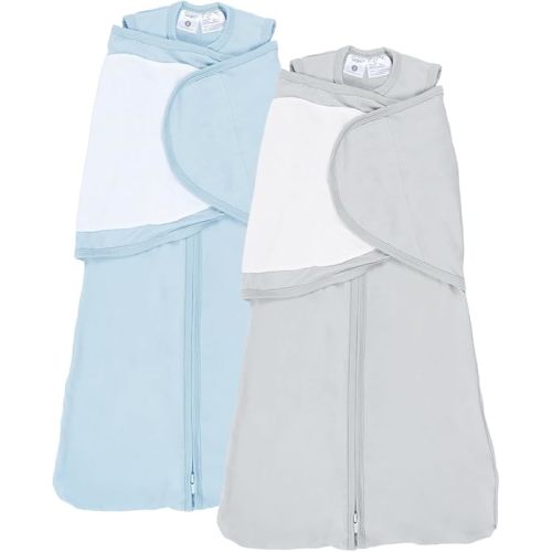 littogoose 2-Pack 0.5 TOG Newborn Sleep Sack, All-in-One Swaddle Wrap with Silent Velcro for Infants (0–3 Months)