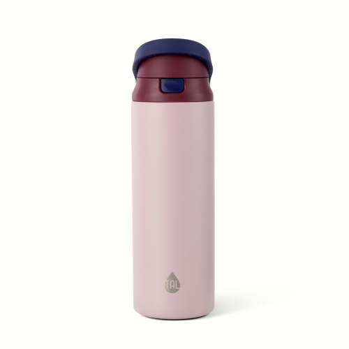 TAL 24oz Stainless Steel 2-in-1 Straw and Chug Water Bottle with Push Lid, Mauve