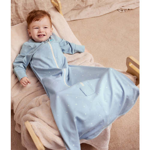 Sleep Bag Long Sleeve 1.0 TOG Cotton Powder Blue Twinkle