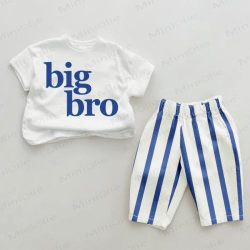 BIG BRO Baby Blue Vertical Striped 2-piece Set