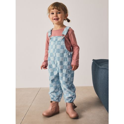Mid Blue Checked Dungarees (3mths-7yrs)