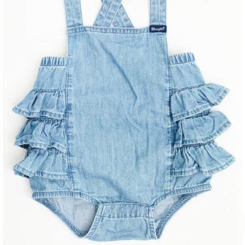 Wrangler Infant Girls' Ruffle Denim Onesie
