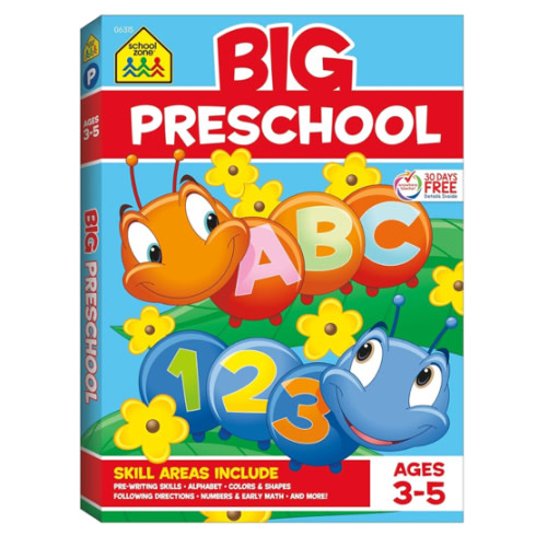 School Zone Big Preschool Workbook: 320 Pages, Toddler, Pre-K, ABCs, Alphabet, Basic Phonics, Writing Skills, Early Math & Numbers, Colors & Shapes, Matching, Follow Directions, Ages 3-5