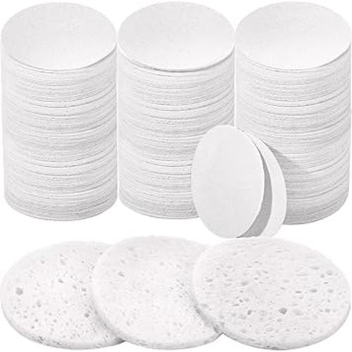 300 Count Compressed Facial Sponges Natural Face Sponges for Cleansing Disposable Facial Exfoliating Pads for Estheticians(White)
