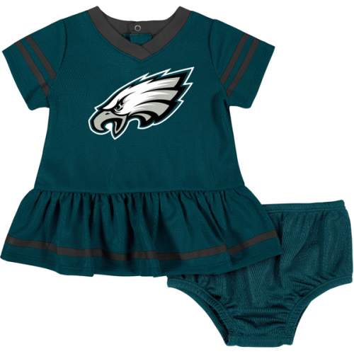 2-Piece NFL Eagles Baby Girls Dress & Diaper Cover Set