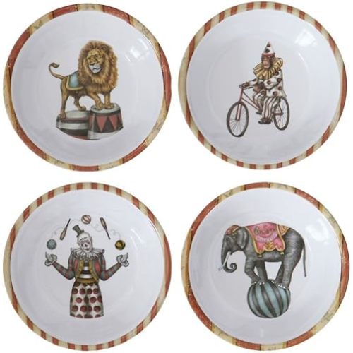 5.5" x 1.5"H Melamine Bowl Vintage Circus Image set of 4
