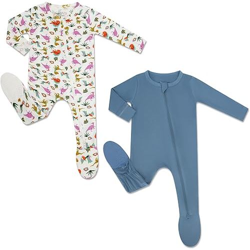 HAPIU Rayon from Bamboo Baby Footed Pajamas, 2 Way Zipper YKK, Footie for Baby Boy Girls, Newborn-24 Months