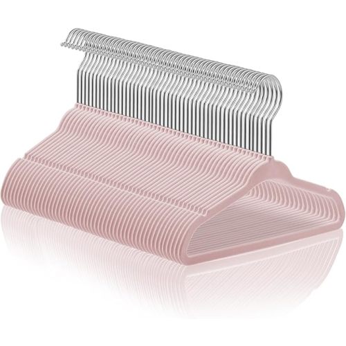 Casafield 50 Velvet Baby Hangers - 11" Size for Infant & Toddler Clothes - Light Pink