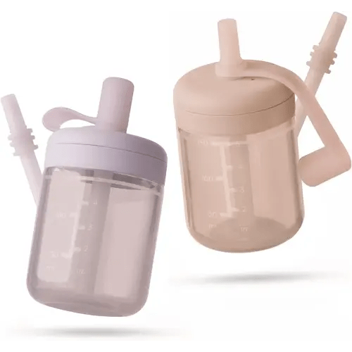 Moonkie Baby Straw cup | Silicone Toddler Sippy Cup Training Cup with Straw Lid | BPA-Free Drop-Proof Cup | Baby Led Weaning | 6 Months+, 5 oz, 2pack