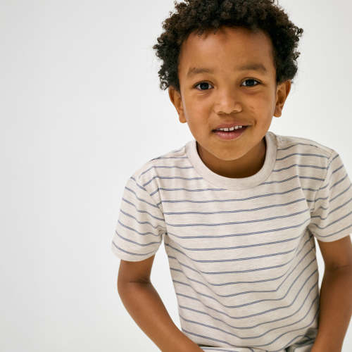 Stone Stripes Short Sleeve Relaxed Tee - Little Sleepies