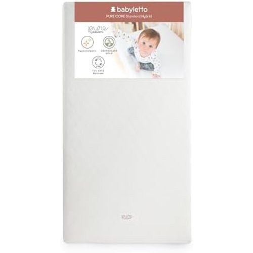 Babyletto Pure Core Crib Mattress, Hybrid Quilted Waterproof Cover, 2-Stage, Greenguard Gold Certified